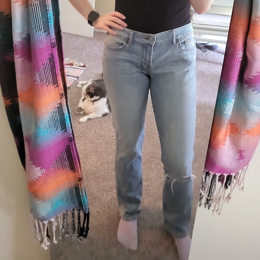 Lucky Brand, Sweet'n Straight size 6 distressed denim jeans.